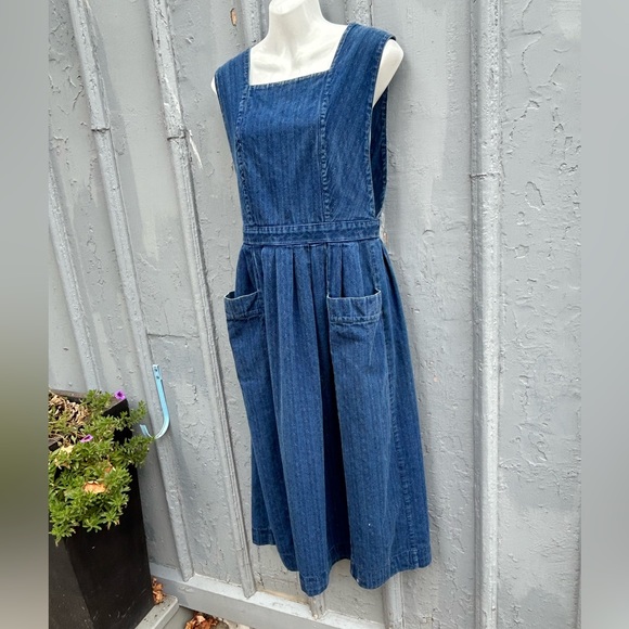 Vintage Laura Ashley Jumper Pinafore Dress Denim Size 10 (fits like an 8) - Picture 3 of 10